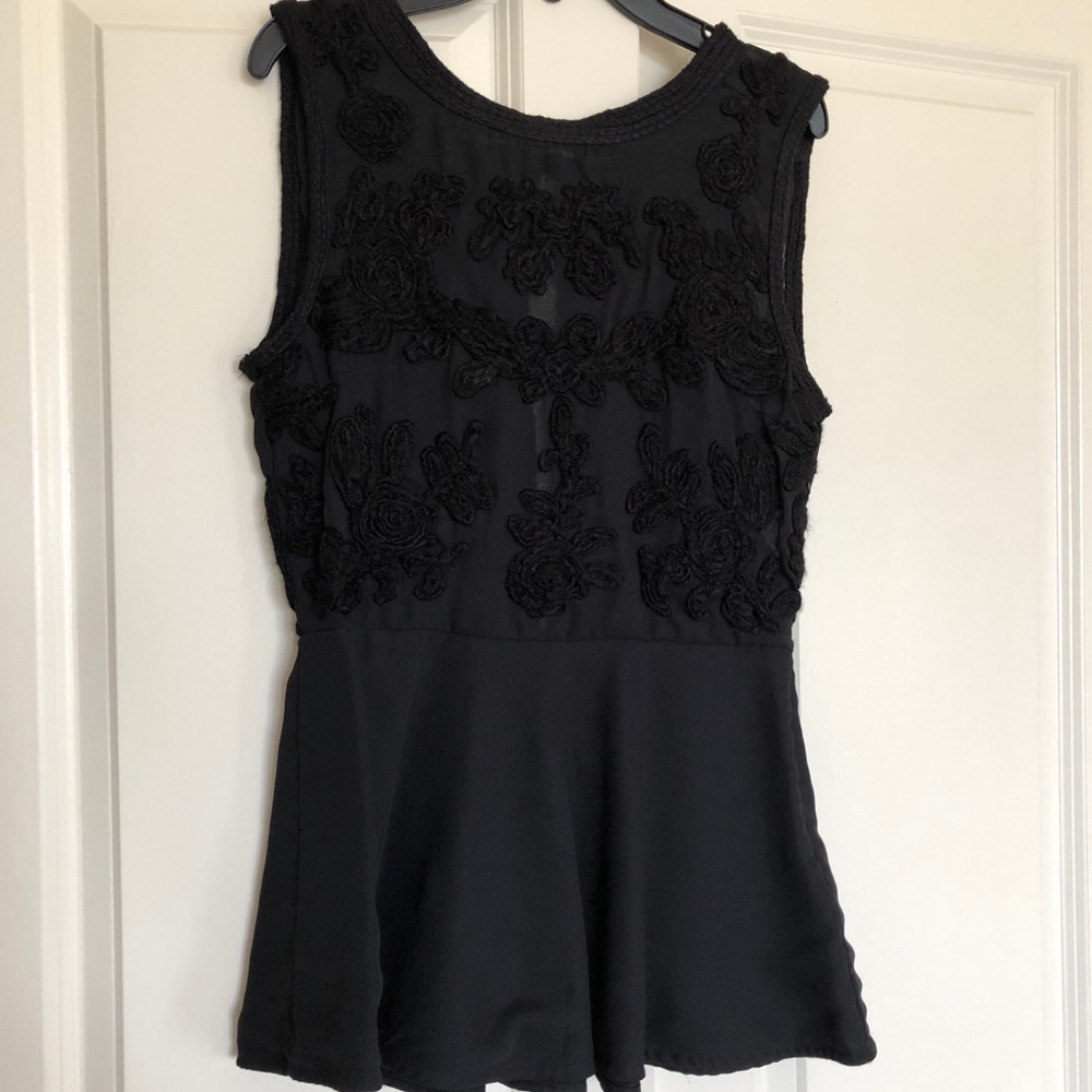 Semi Sheer Embroidered Peplum Top